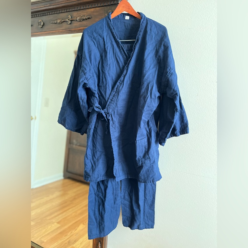 Vintage Indigo Kimono Style Set